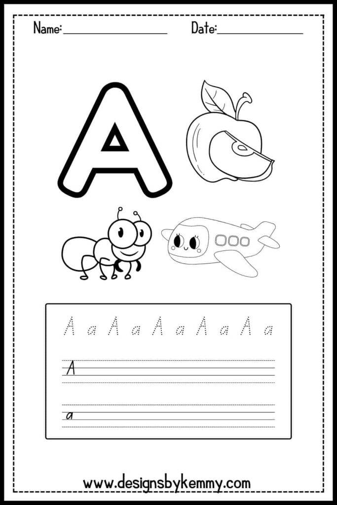 Tracing alphabet letter a