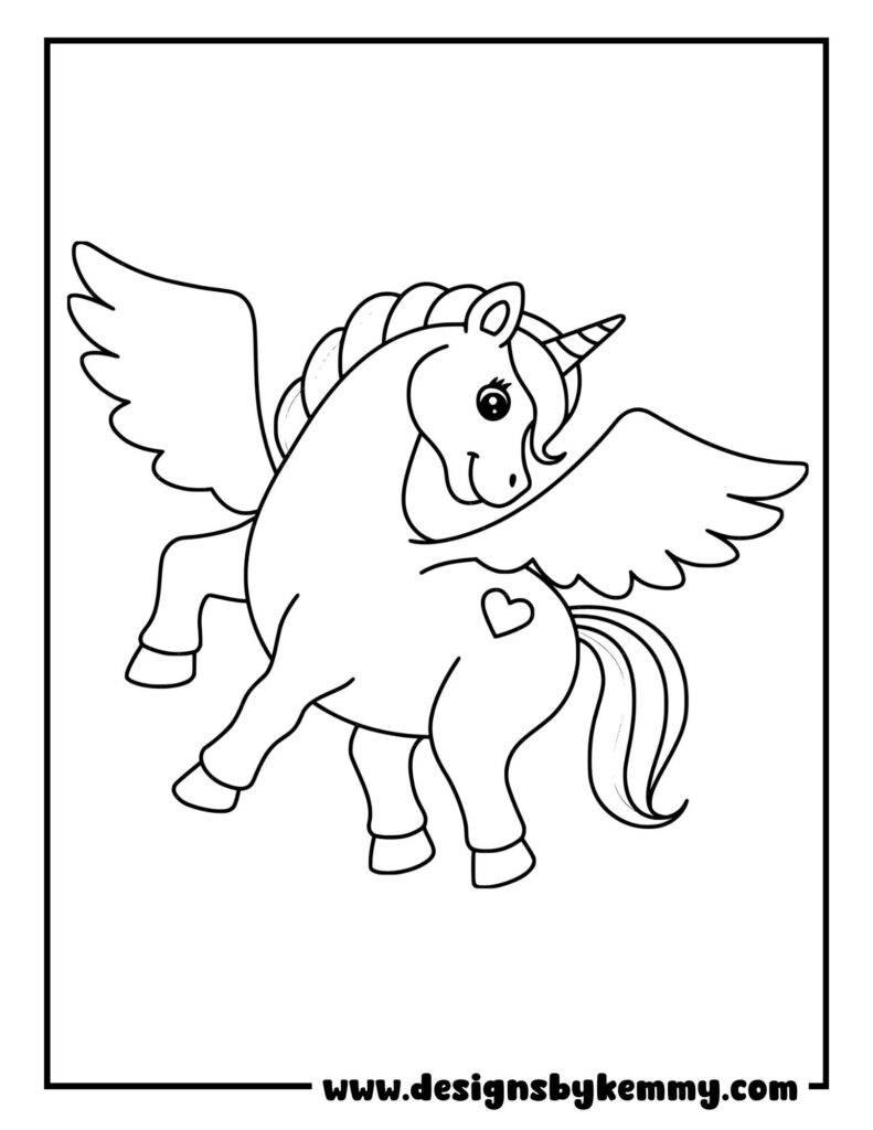 Flying Unicorn Coloring Pages