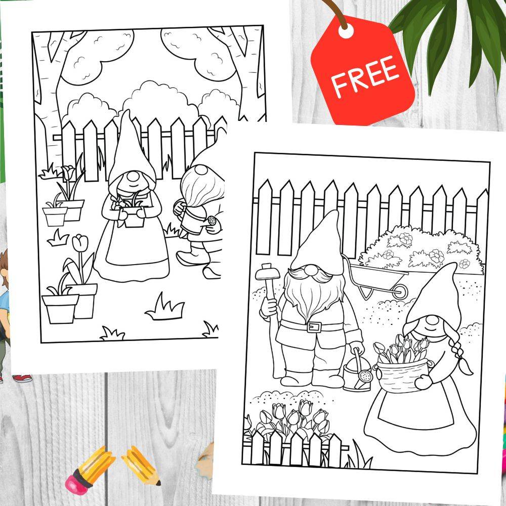 Valentine Gnome Coloring Pages
