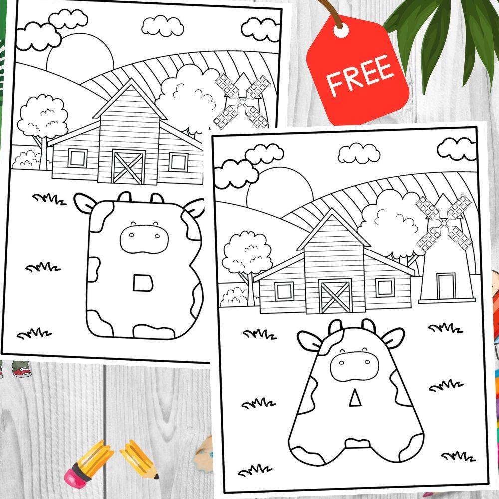 Alphabet Cow Coloring Pages for Kids