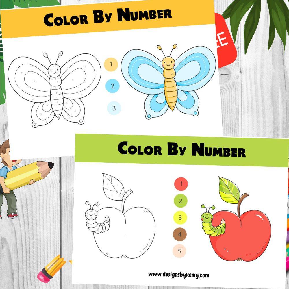 Color By Number Activity Page For Kids