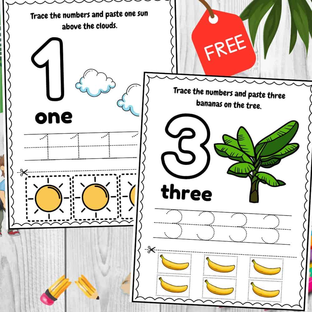 Trace, Cut, and Paste Numbers Worksheet