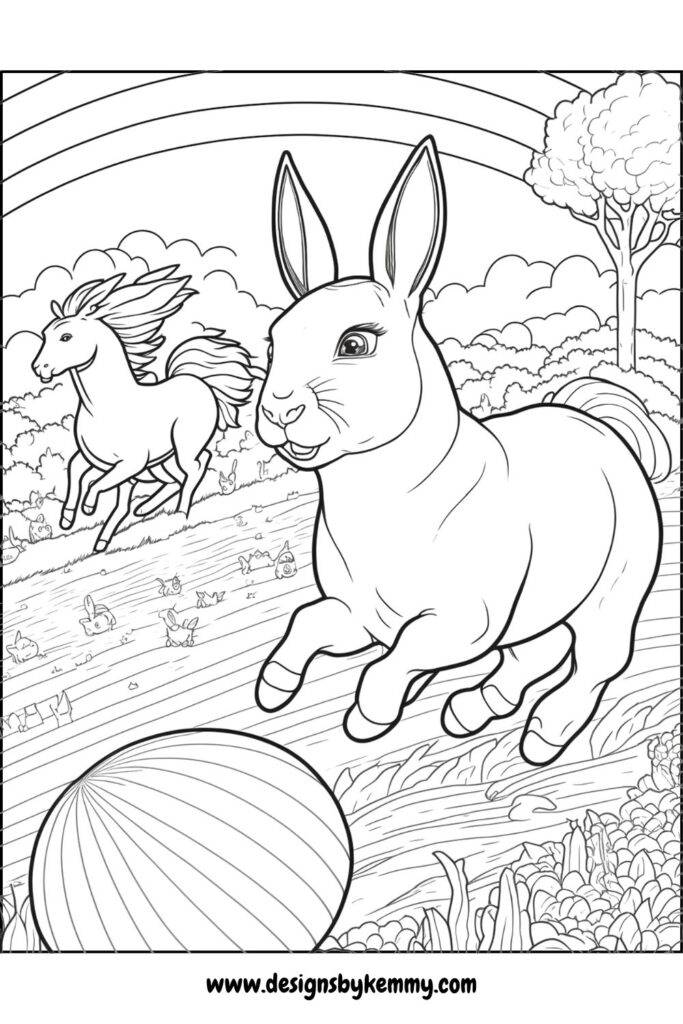 Bunny And Unicorn Coloring Pages