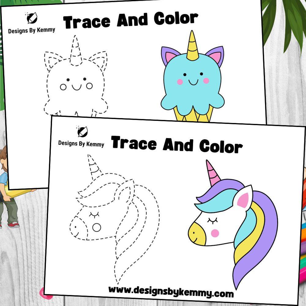 Trace And Color Activity Pages For Kids