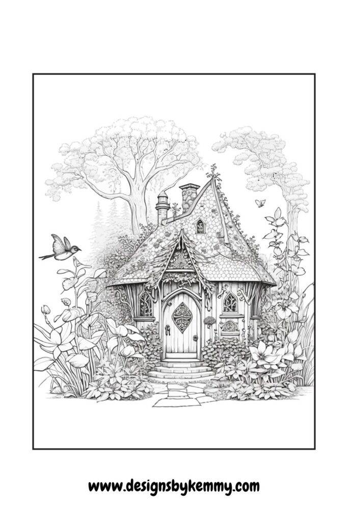 Free Fairy House Coloring Pages