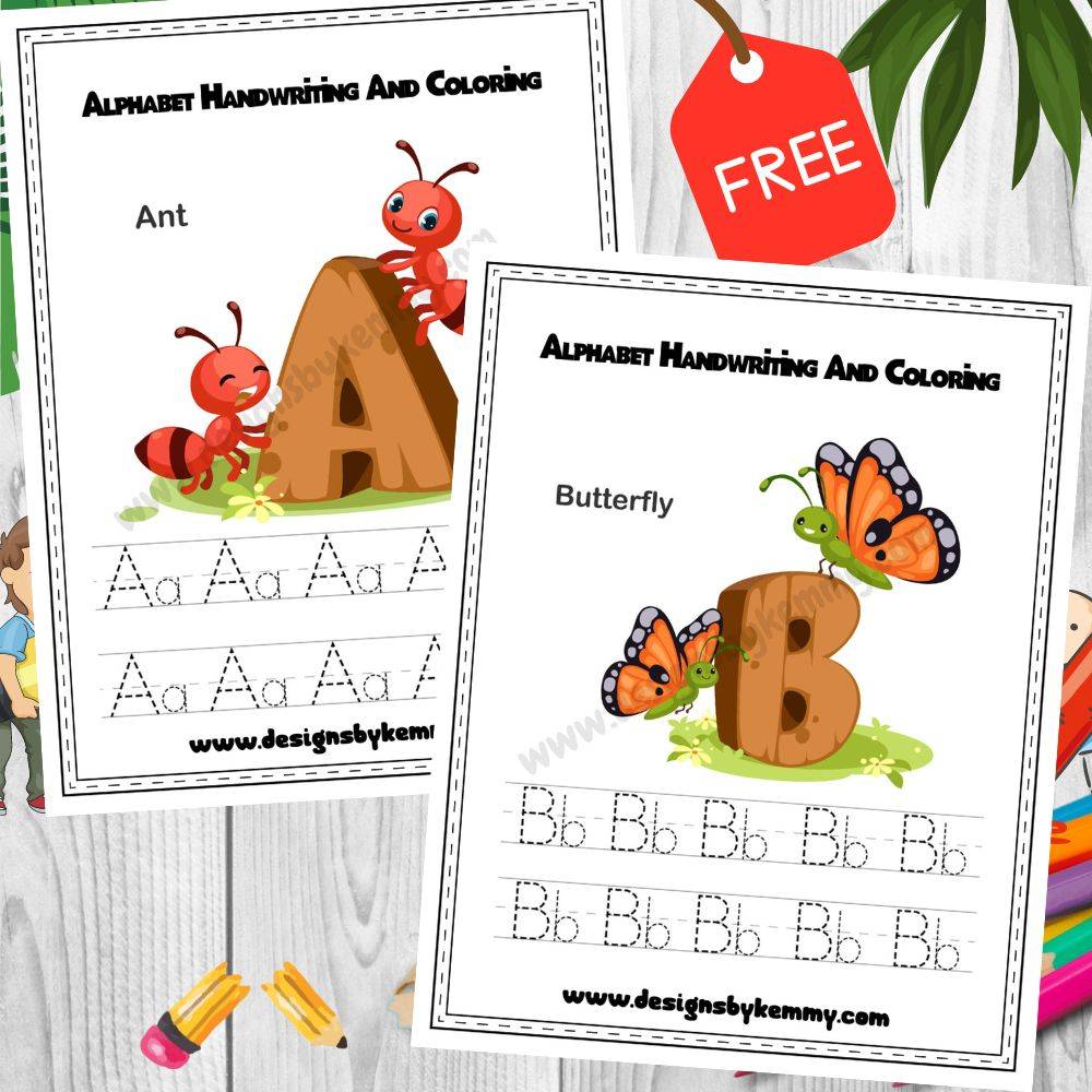 Alphabet Handwriting & Coloring Worksheet For Kids