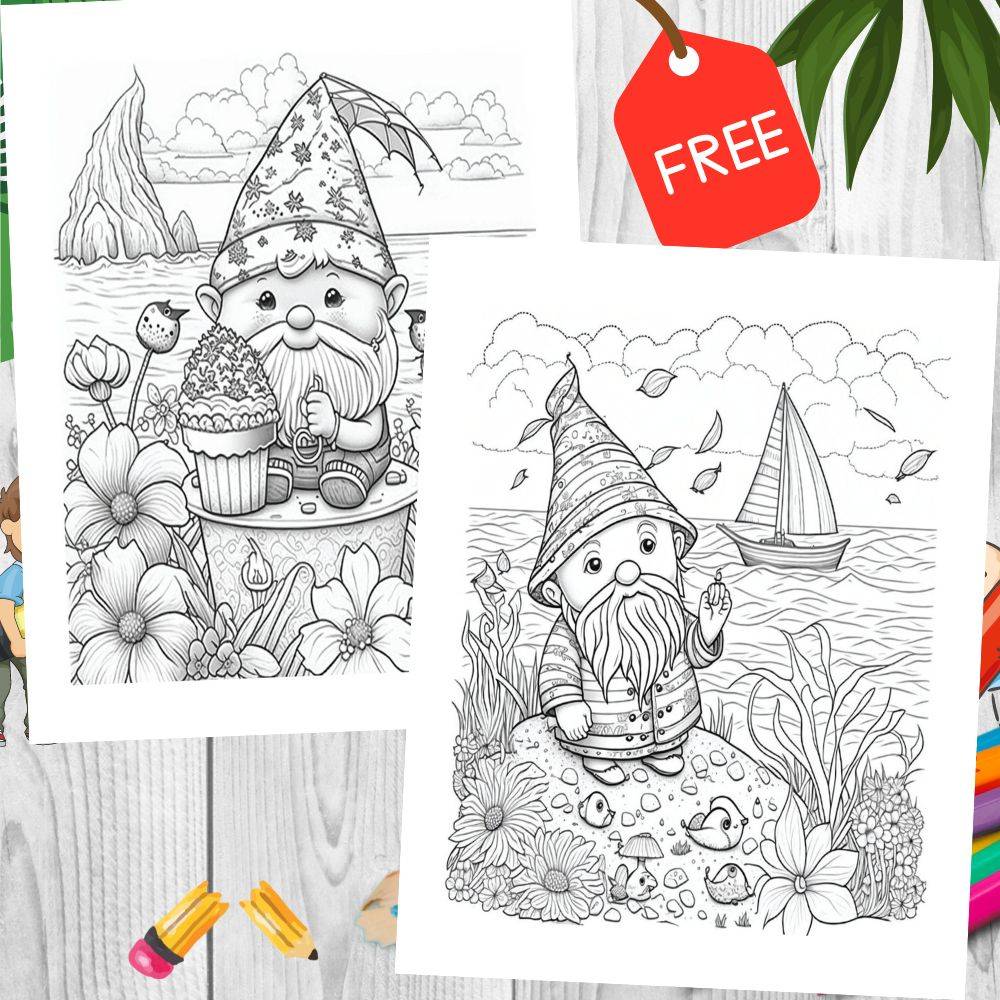 Summer Gnome Coloring Pages