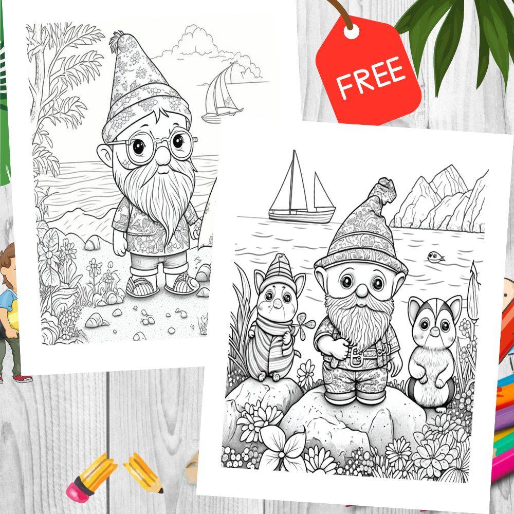 Summer Gnome Coloring Pages