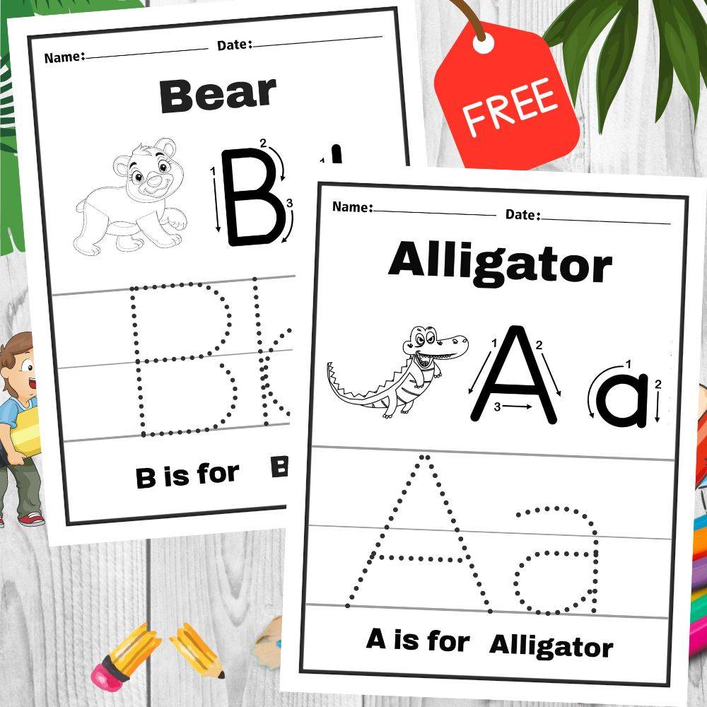 A-Z Alphabet Letter Tracing & Coloring Pages