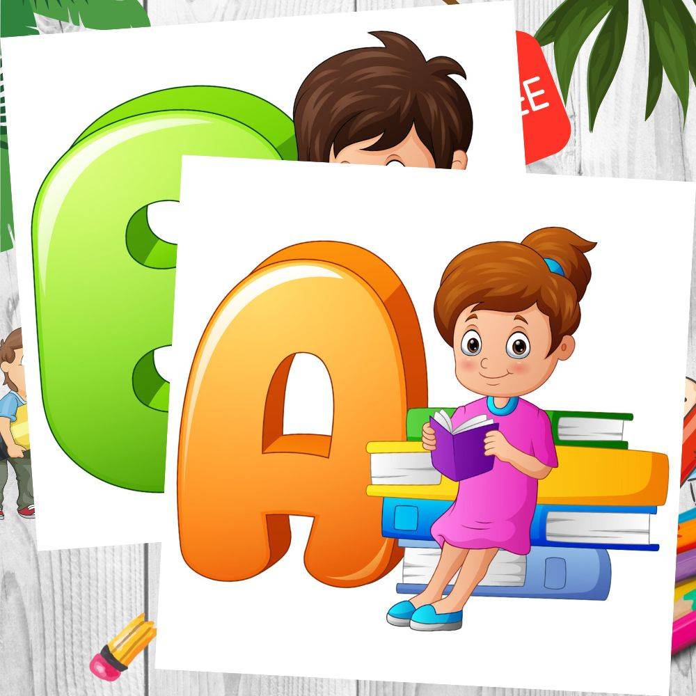 Cute Alphabet With Happy Kids