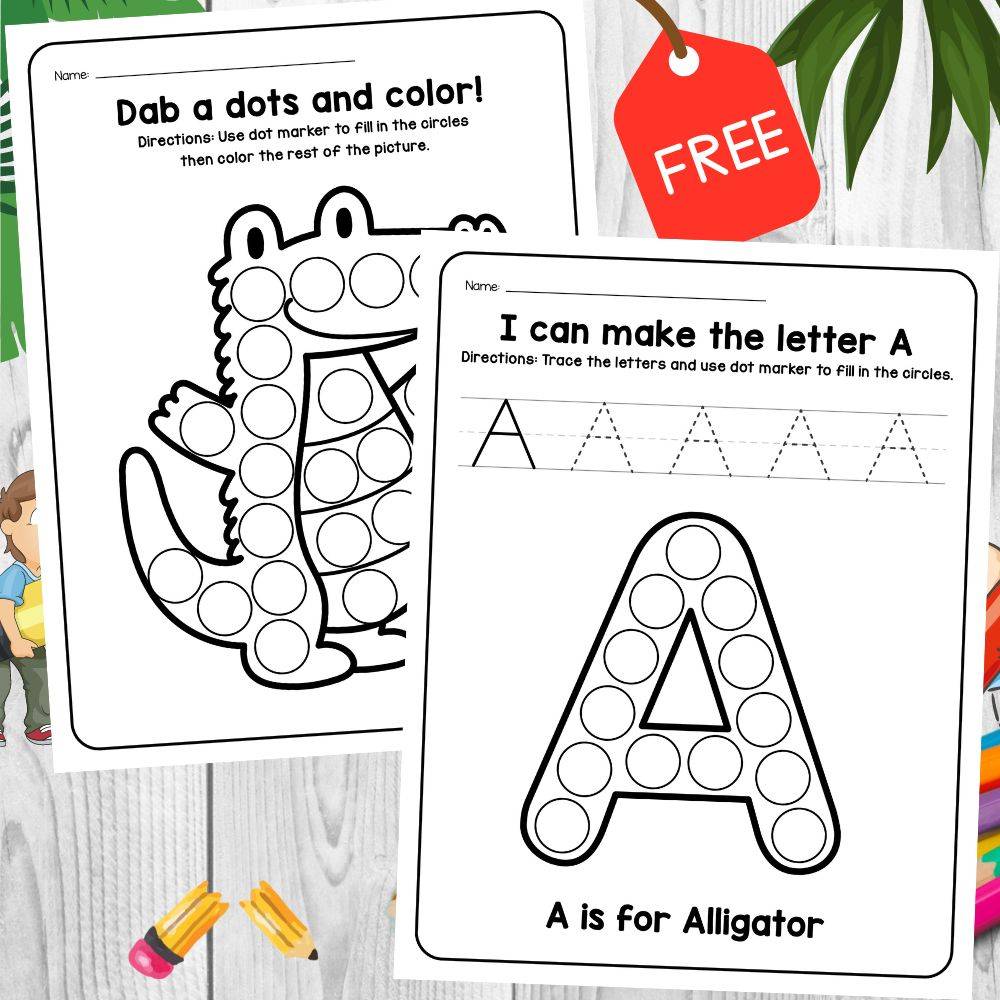 A-Z Animals Dot Marker Worksheets For Kids
