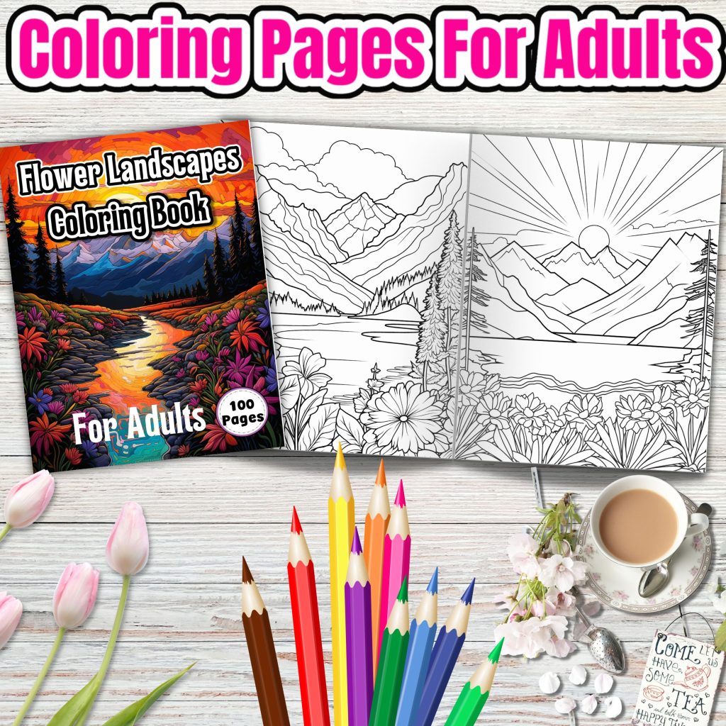 Flower Landscape Coloring Book